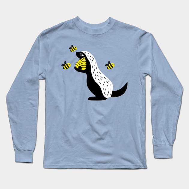 Honey Badger Loves Honey Long Sleeve T-Shirt by littleoddforest